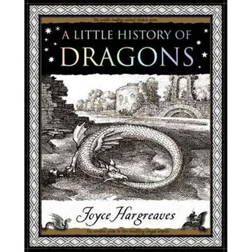 'A Little History of Dragons' book cover featuring a black and white illustration of a dragon with its tail in its mouth.