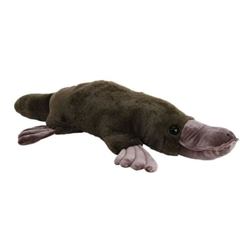 A platypus plushie on a white background.