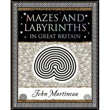 'Mazes and Labyrinths in Great Britain' book cover featuring a black and white line drawing of a maze.