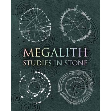 'Megalith Studies in Stone' book cover featuring stone carvings of different round diagrams.