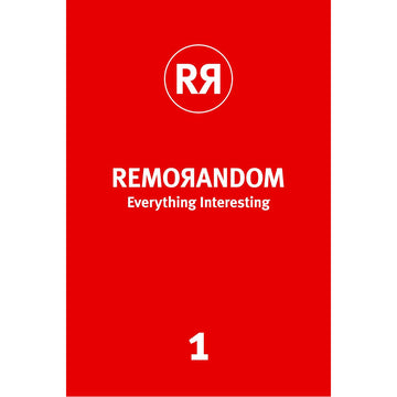 'Remorandom' book cover featuring the title and heading 'Everything Interesting' in white on a red background.