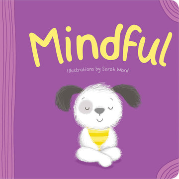 'Mindful' book cover featuring an illustration of a dog sitting and meditating. 