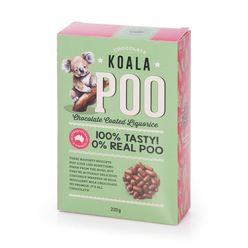 Box titled 'Chocolate Koala Poo' on a white background.