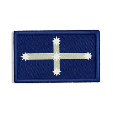 A rectangle woven patch with the Eureka flag.