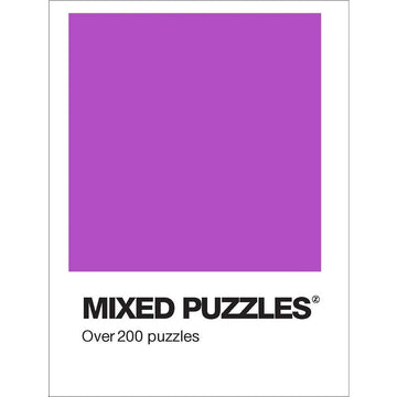 'Mixed Puzzles' book cover featuring a purple square with the title and 'Over 200 puzzles' written under the square.