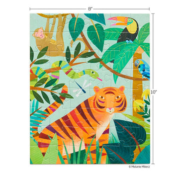 A packet titled 'Puzzle Snax' with an illustration of jungle animals underwater and puzzle pieces coming out of the packet.