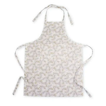 Floral patterned apron on a white background.