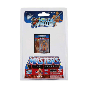 Packaging with the world's smallest Masters of the Universe figurine inside.