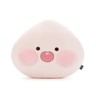 Cute plush toy with a round shape and pink cheeks on a white background.