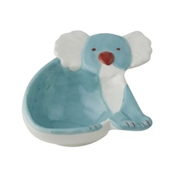 A bowl shaped like a blue koala.
