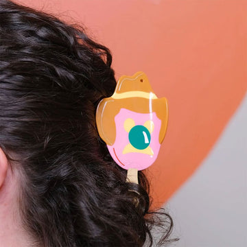 A hair clip shaped like a Bubble O Bill icecream. 