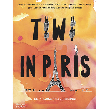 Book cover of 'Tiwi in Paris' with an Eiffel Tower illustration on colorful background.