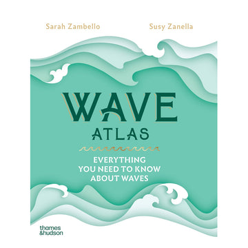 'Waves Atlas' book cover featuring an illustration of waves in green on a white background.