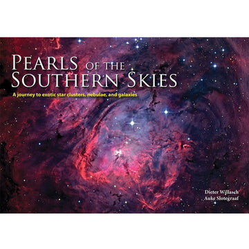 'Pearls of the Southern Skies' book cover featuring a photo of a starry sky with a pink purple background.