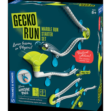 A box titled 'Gecko Run' with a photo of marbles running down a track with funnels.