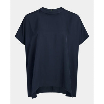 Navy blue t-shirt on a white background.