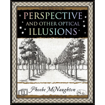 'Perspective and other optical illusions' book cover featuring an illustration of two rows of trees with perspective lines.