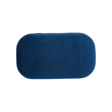 A small hard shell case in navy blue.