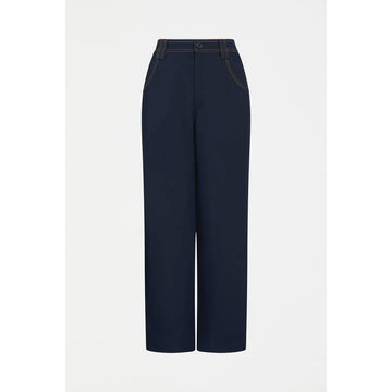 Navy blue pants on a light gray background.