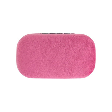 A small hard shell vase in pink velvet.