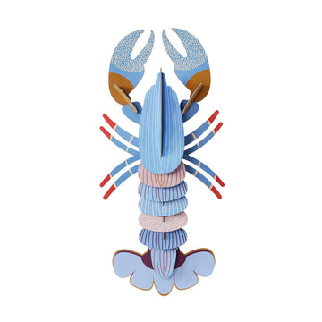 A coloured cardboard model shaped like a lobster.