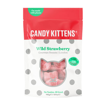 Candy Kittens Wild Strawberry sweets packaging on a white background.