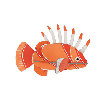 Colorful fish-shaped 3D cardboard model on a white background.