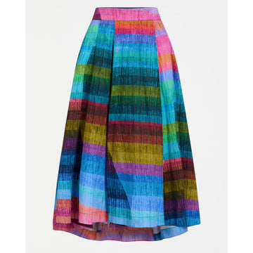 Multicolored striped skirt on a white background.