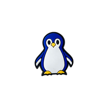 A PVC shoe charm shaped like a penguin.