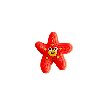 A PVC shoe charm shaped like a starfish.