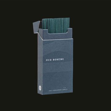 A dark blue box titled 'Maho Oud Boheme' against a dark grey background.