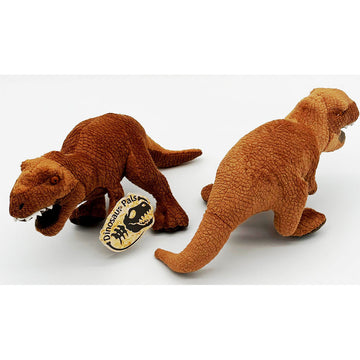 Two T Rex soft toys showing the front and back view.
