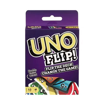 A purple box titled 'Uno Flip!' with an illustration of uno cards.