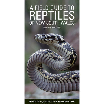 'A Field Guide to Reptiles of New South Wales' book cover featuring a close up photo of a snake.
