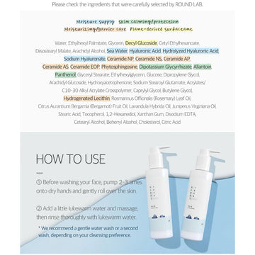 Skincare bottle with blue liquid on a white background.