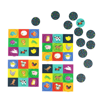 A box titled 'Memory + Bingo' with illustrations of round tokens with animals and a board.