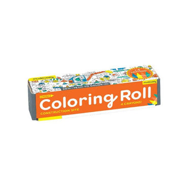 Coloring roll packaging with construction site theme on a white background.