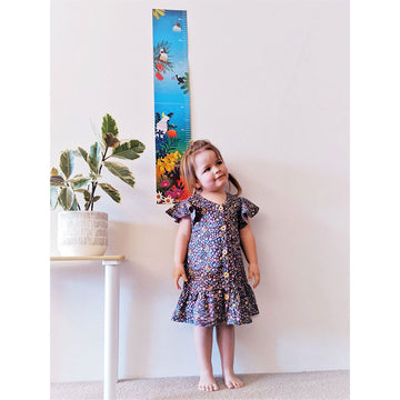 A height cart illustrated with Australian birds and flowers.