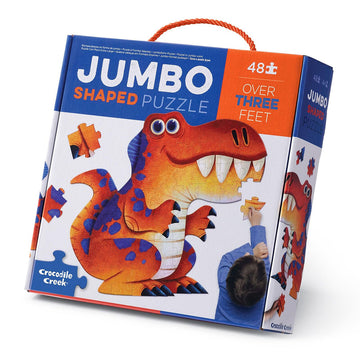A box titled 'Jumbo Shaped Puzzle' with an illustration of a dinosaur shaped puzzle.