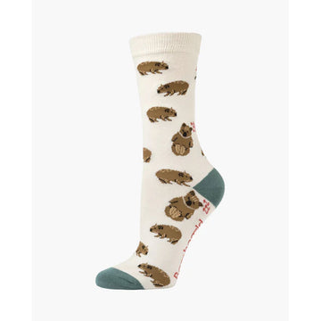 Socks with wombat pattern on a white background.