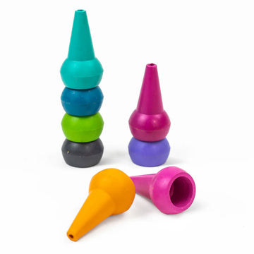A box titled 'Stackable Crayons' with a cut out showing coloured crayons inside.