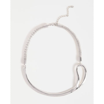 Silver necklace on a white background