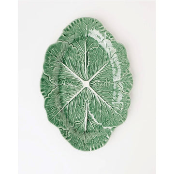 A green oval platter that looks like a platter.