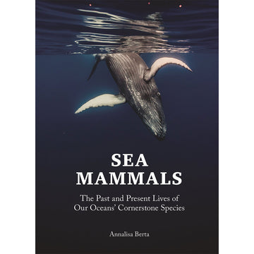 'Sea Mammals' book cover featuring a whale swimming vertically into water.