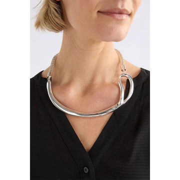 Silver necklace on a white background