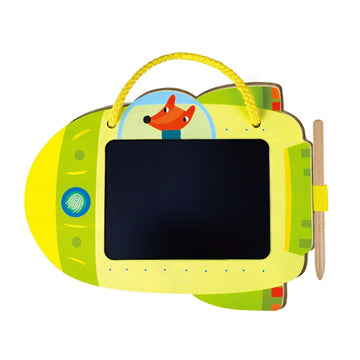 A blue box titled 'Magical Doodle Tablet' with an illustration of the spaceship shaped tablet being drawn on.