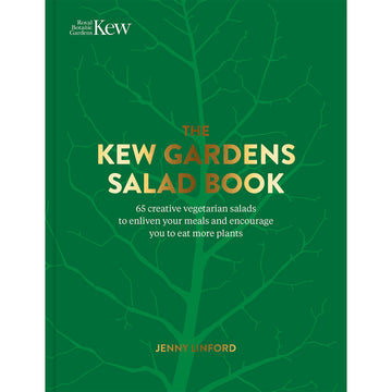 Book cover of 'The Kew Gardens Salad Book' with a green leafy background and Kew Gardens logo.