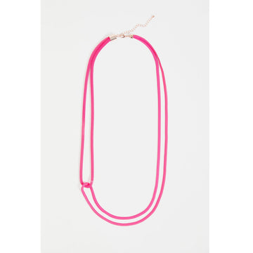 An image of a hot pink interlocking chain necklace.