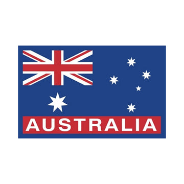 A rectangle woven badge with the Australian flag and the text 'Australia' written along the bottom.