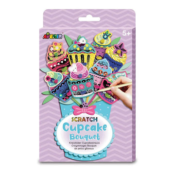 A skinny box with the heading 'Scratch Cupcake Bouquet' and an illustration of the cupcake bouquet.